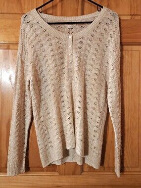LC Lauren Conrad Open Knit Henley Sweater